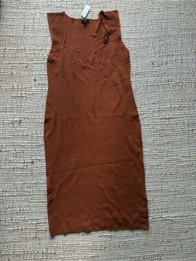Banana Republic Rust Sleeveless Ribbed Midi Dress
